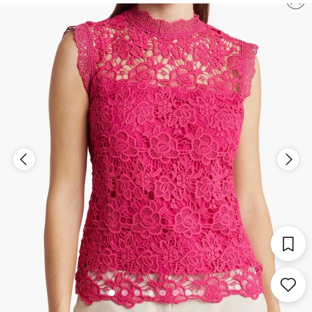 Nanette Lepore Pink Lace Crochet Top